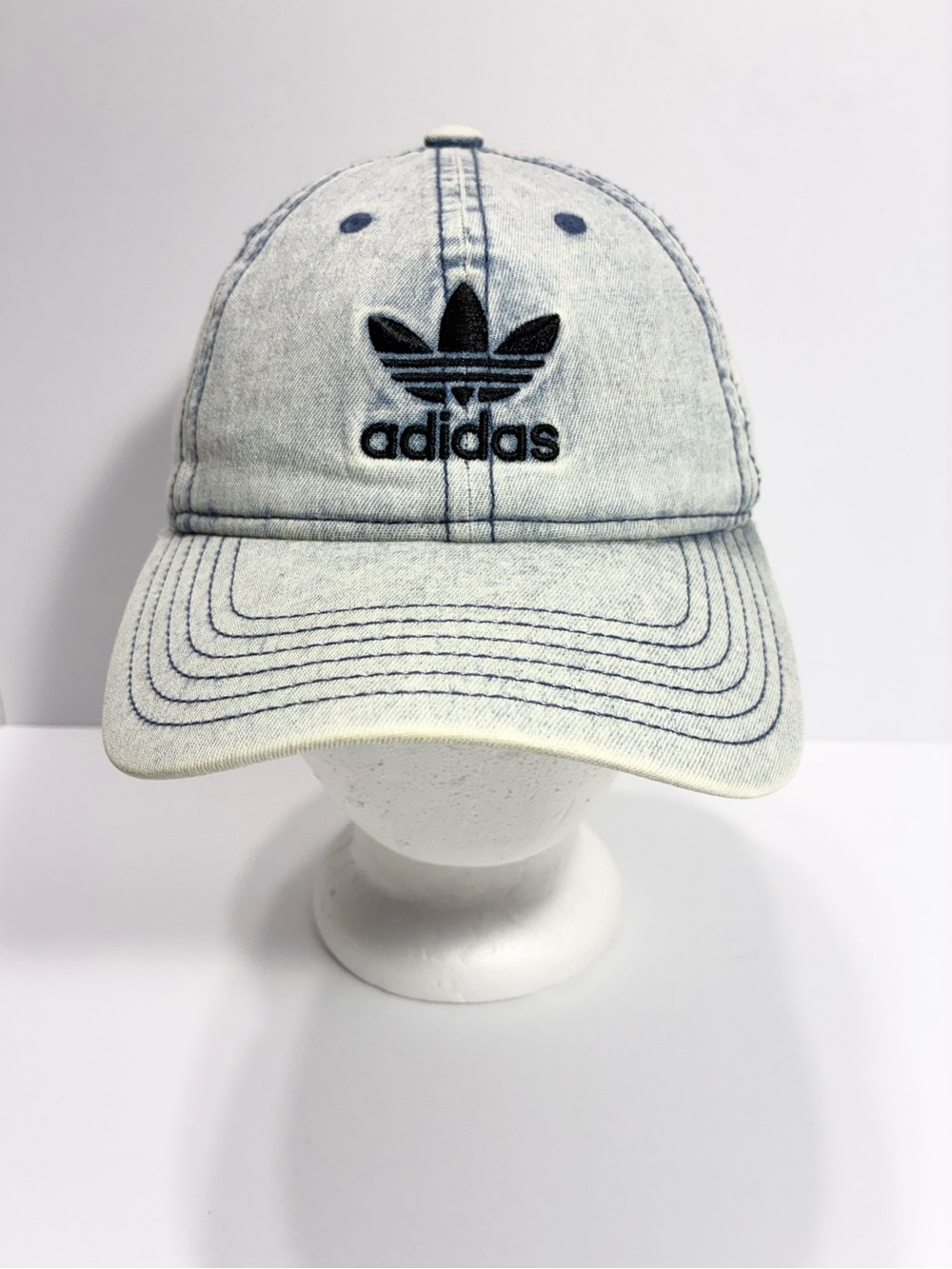 Adidas Originals Acid Wash Denim Trefoil Strapback Hat OSFW
